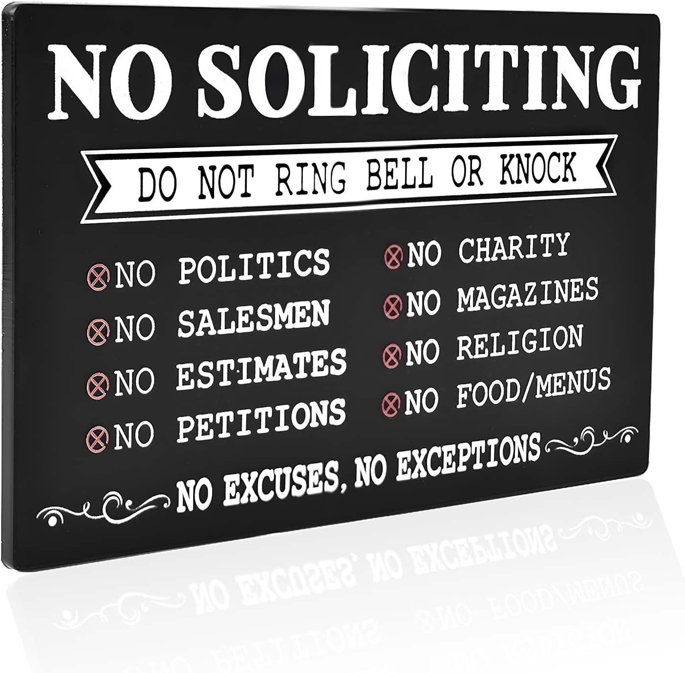 Divertido letrero de “No Soliciting para la casa”, letreros de campana de no llamar o golpear para el hogar, pequeños letreros de advertencia para