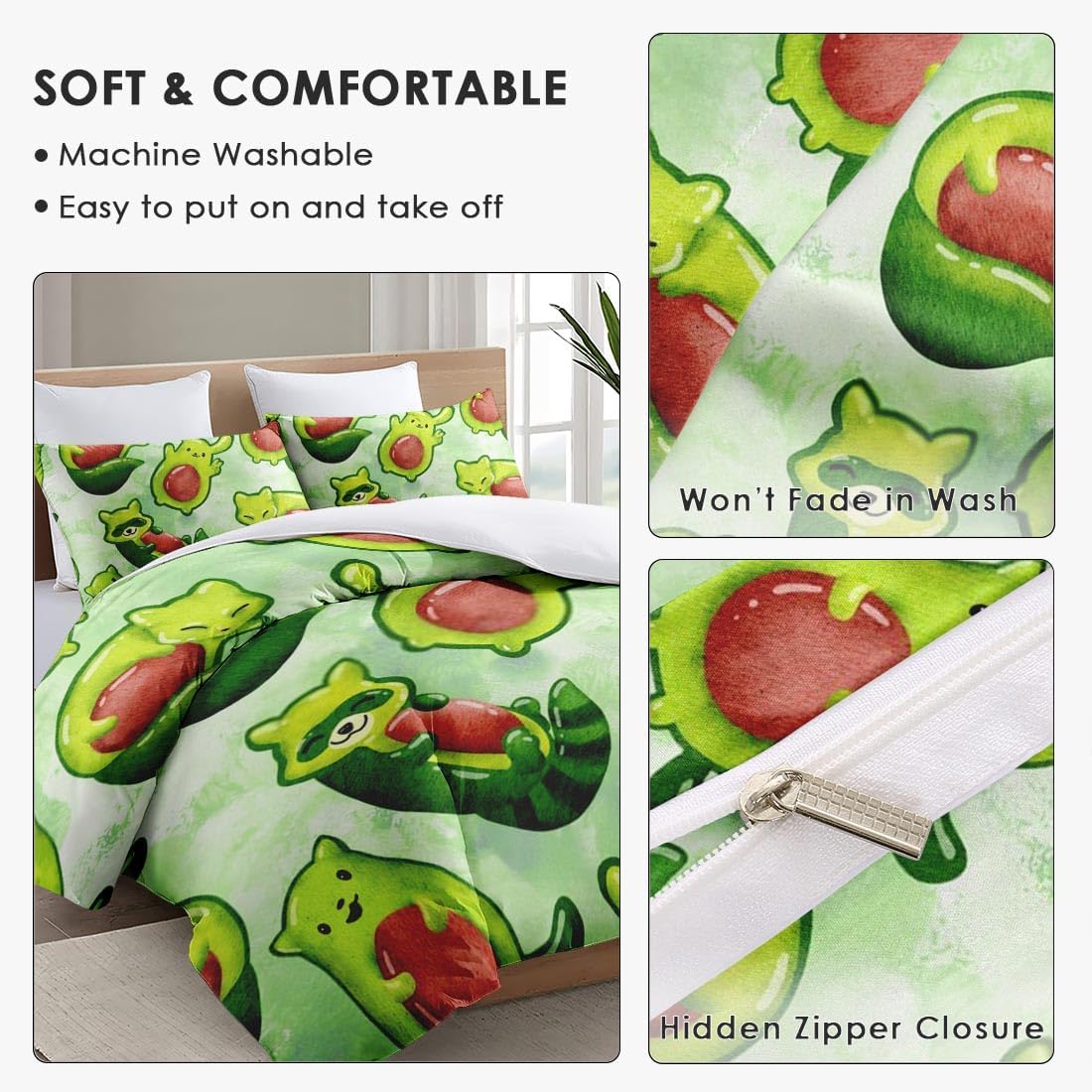 Juego de funda de edredón, juego de ropa de cama de zorro lindo Kawaii para niños y adultos, decoración de dormitorio, juego de funda de edredón de