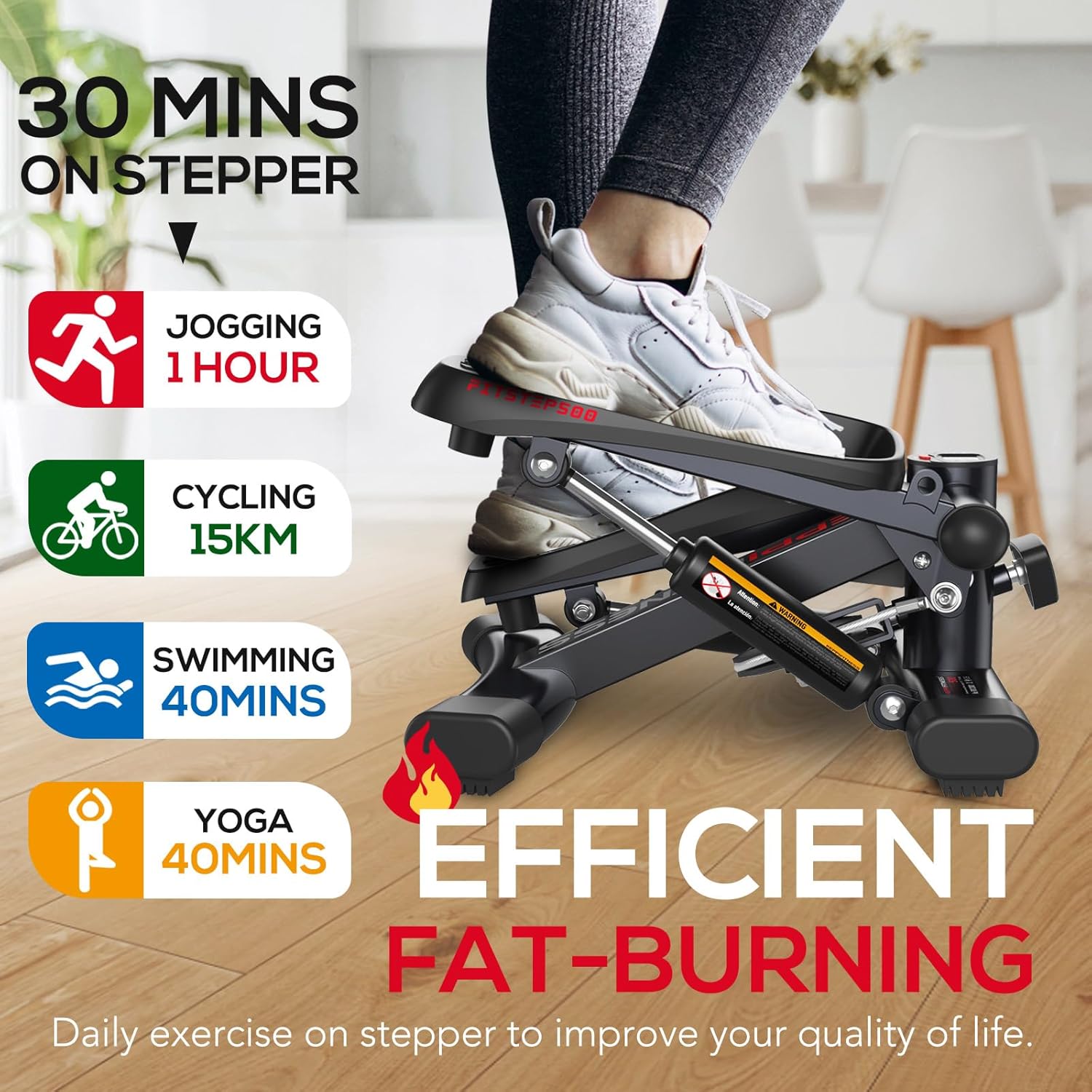 KeppiFitness Steppers para hacer ejercicio en casa, mini máquina de escaleras, con capacidad máxima de 350 libras, mini stepper con bandas de