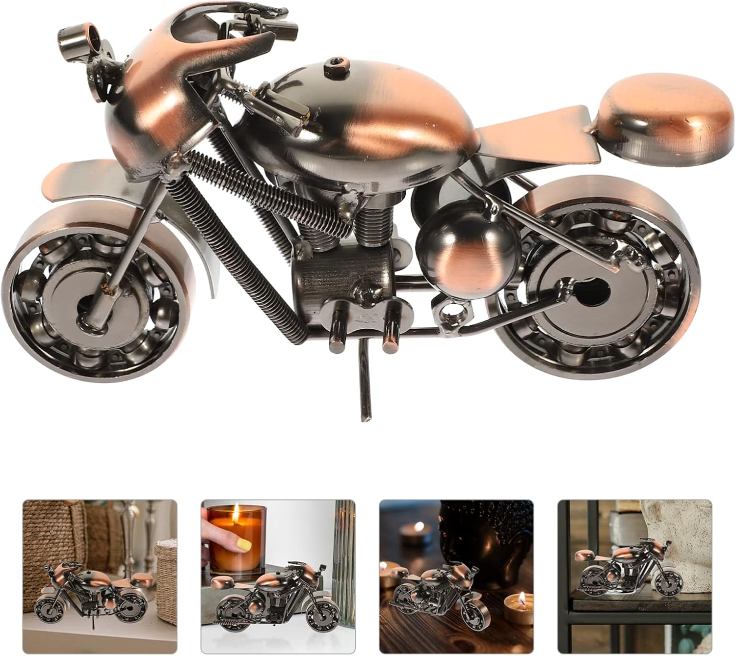 Motocicleta de metal retro, estilo vintage, de hierro forjado, modelo de motocicleta, artesanía, escultura de arte de hierro coleccionable para