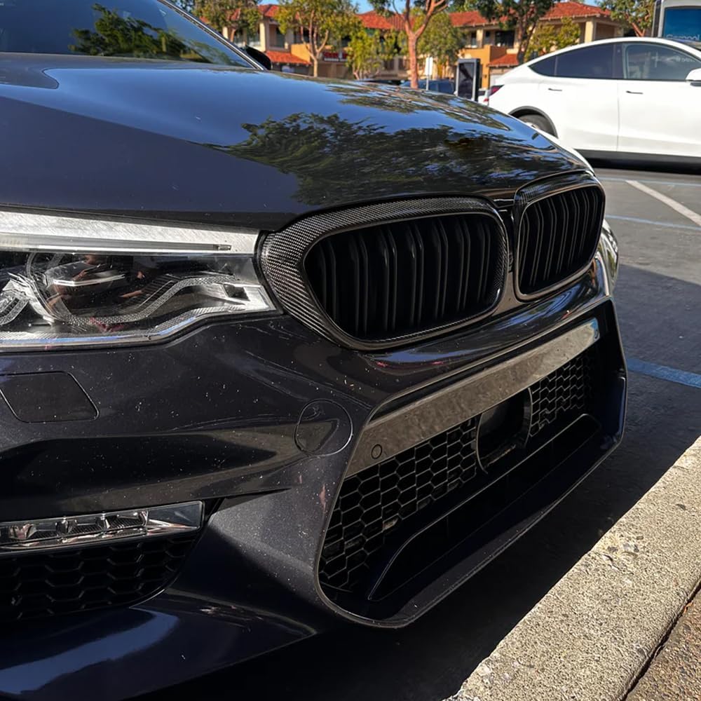 Para BMW G30 G31 5-Series 530i 540i 2017-2020 Rejilla de riñón delantera de fibra de carbono