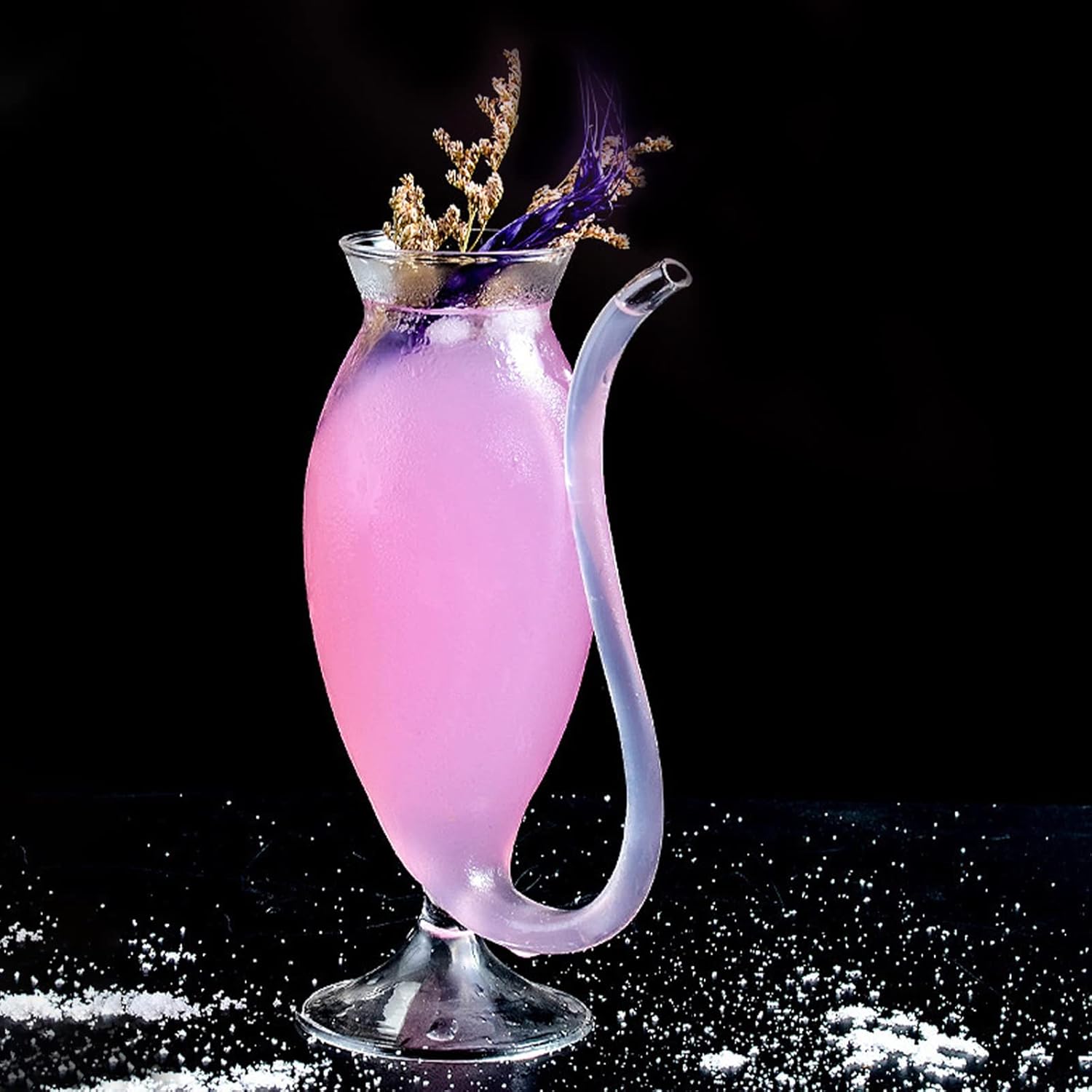 SMLJFO Vampire – Juego de 2 copas de vino de cóctel de 10 onzas con tubo para beber y popote para jugo de champán, hogar, fiesta, club, cristalería,