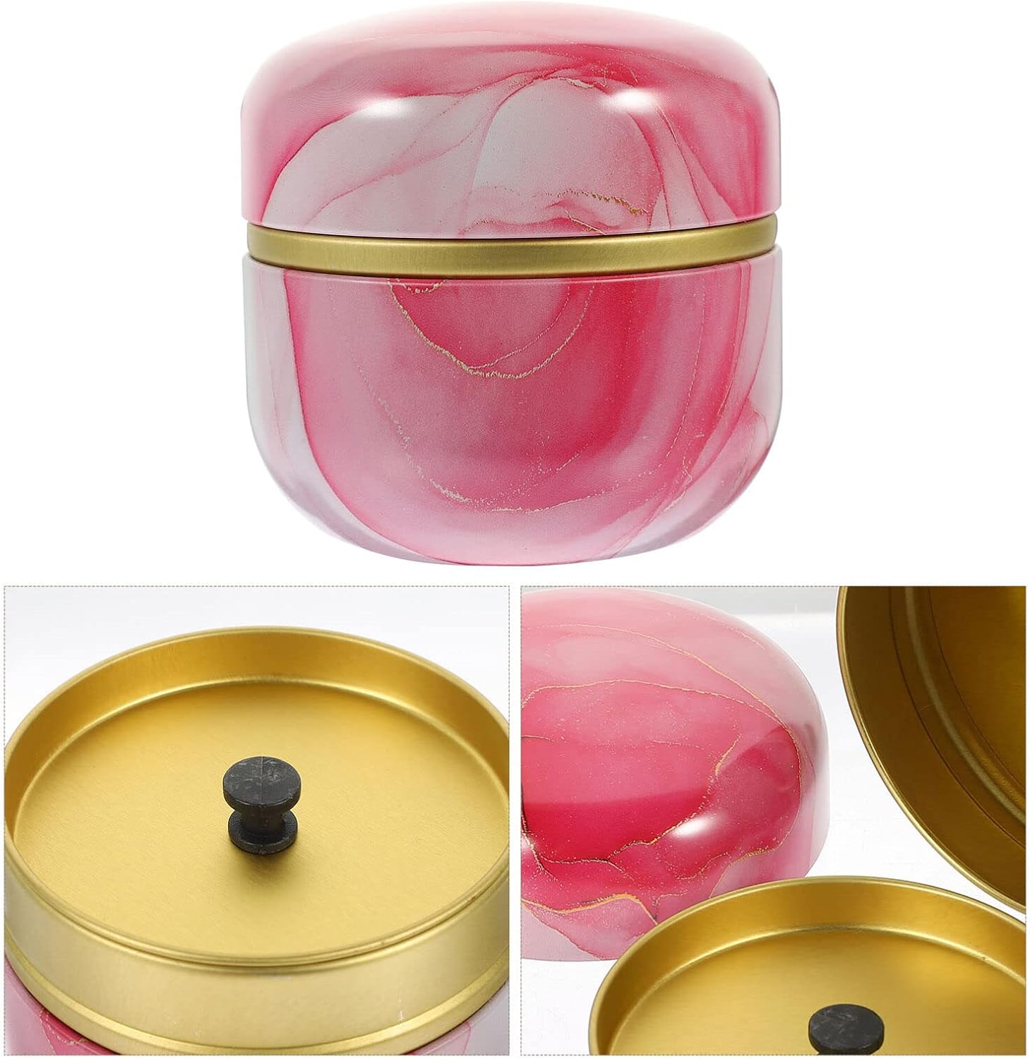 Luxshiny Botes de té de estilo japonés de 1.76 oz (50 g), redondo hermético, contenedor de energía suelto, ollas de hojalata, té, café, azúcar,