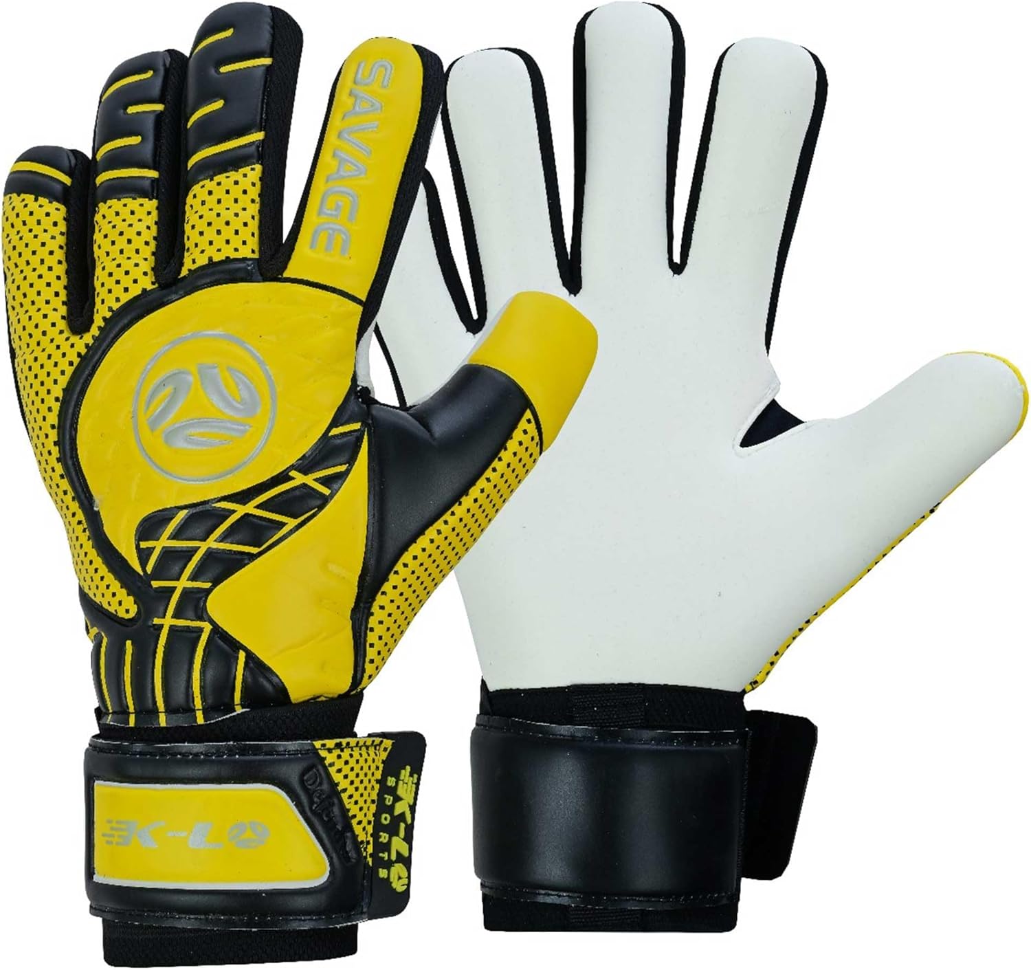 K-LO Guantes de portero Guantes de portero de fútbol Savage Rise (unisex, juvenil, niños y adultos)  Salvajes de dedos para protección  Palma de