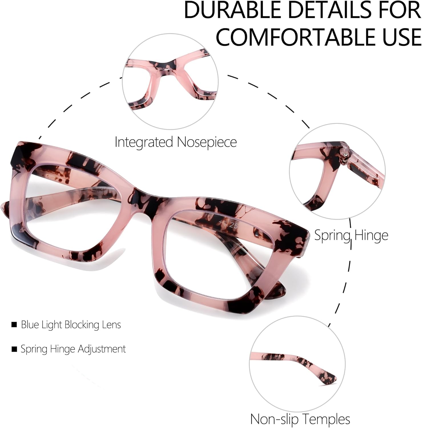 Oprah – Lentes de lectura estilo Stylis con bloqueo de luz azul y bisagra de resorte para mujer