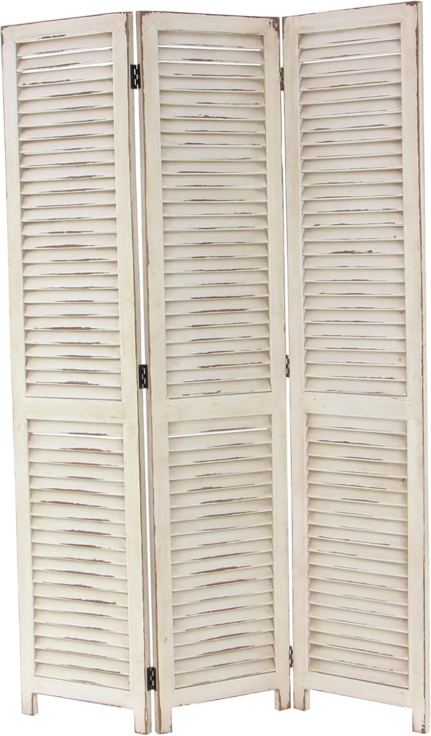 Biombo de 3 paneles, de madera, de la marca Deco 79., Madera, Negro, talla única