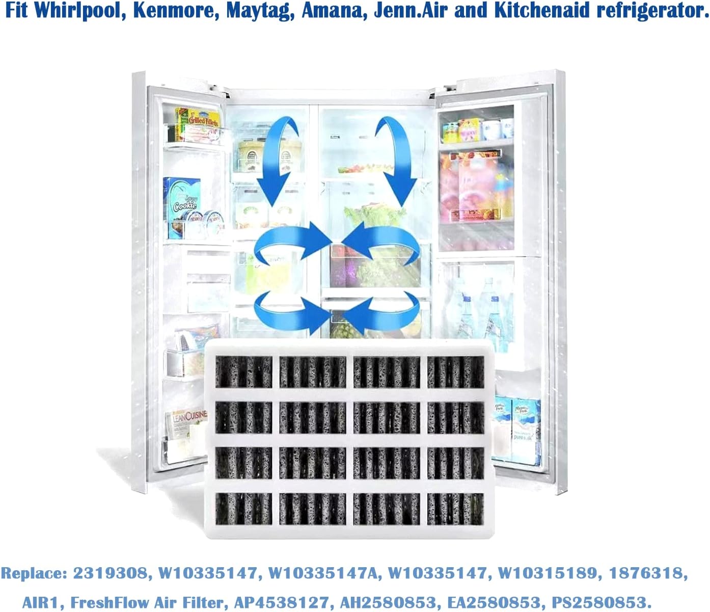 Filtro de aire fresco de repuesto para refrigerador Whirlpool W10311524 AIR1, paquete de 2