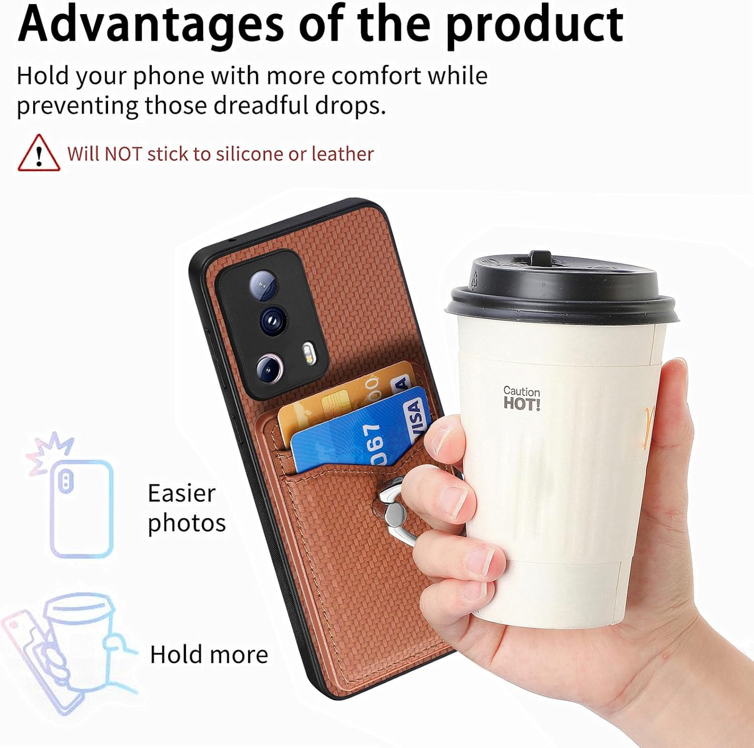 Asuwish Funda de teléfono para Xiaomi 13 LiteCivi 2 5G Funda tipo cartera con protector de pantalla de vidrio templado, soporte de anillo delgado,