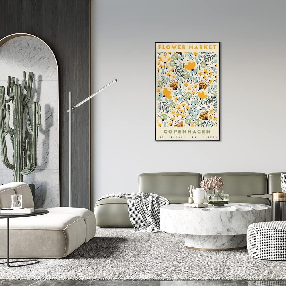Póster de mercado de flores coloridas para habitación, estética, lienzo floral de Copenhague, arte para pared, hojas botánicas, pintura abstracta