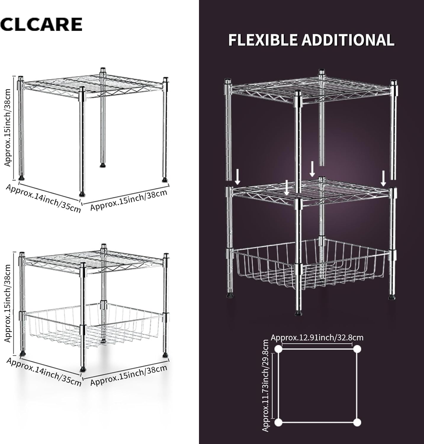 Estante apilable ajustable, apilable y expandible, unidad de almacenamiento resistente, estante organizador de gabinete (2 niveles)