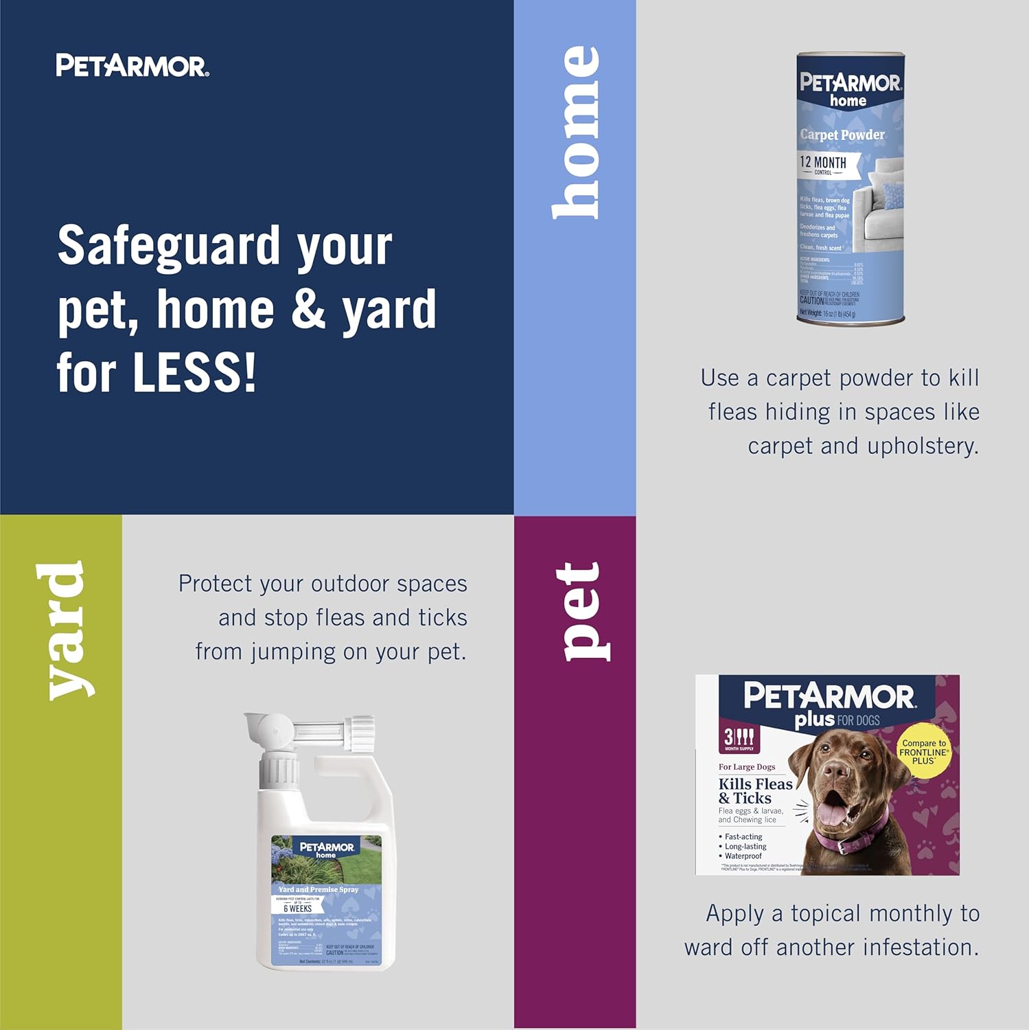 PetArmor Además de prevención de pulgas y garrapatas para gatos de más de 1.5 libras (3 dosis) + spray PetArmor Home para alfombras y rociadores de