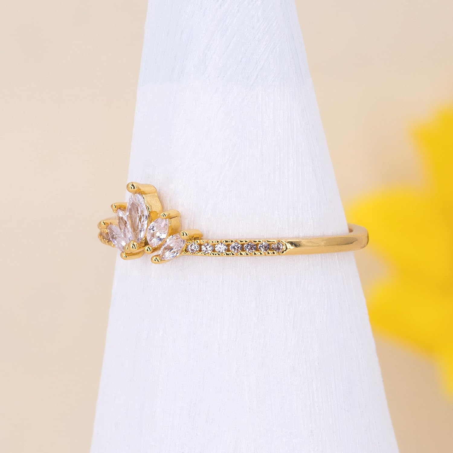 Rapunzel Crown Ring For Women 14K Gold Dainty Diamond Stacking Rings Royal Crystal Promise Ring Engagement Birthday Rings Anniversary Gifts Cubic