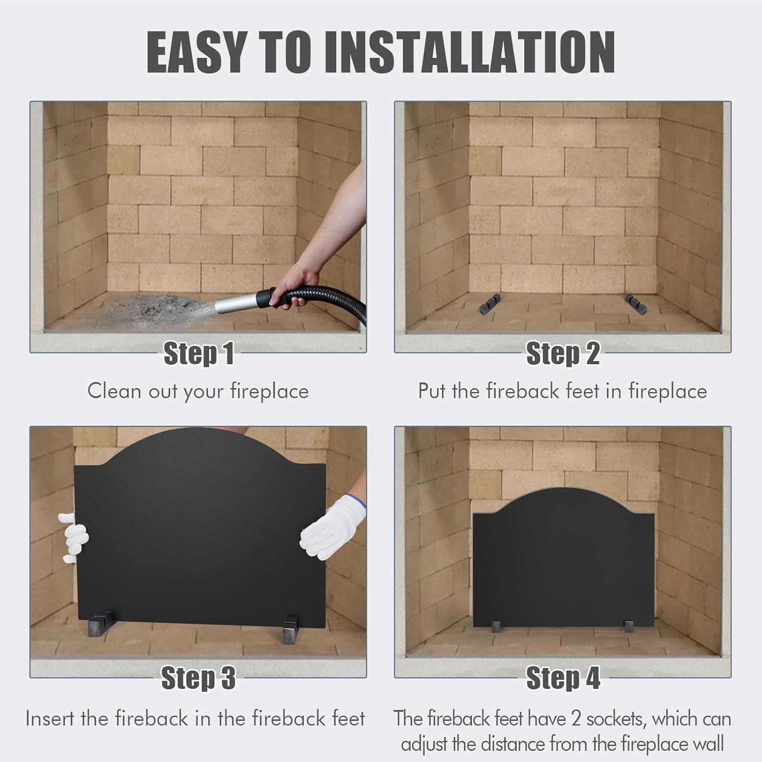 Fireback de 22″ para chimenea, rejillas de chimenea de 14 pulgadas