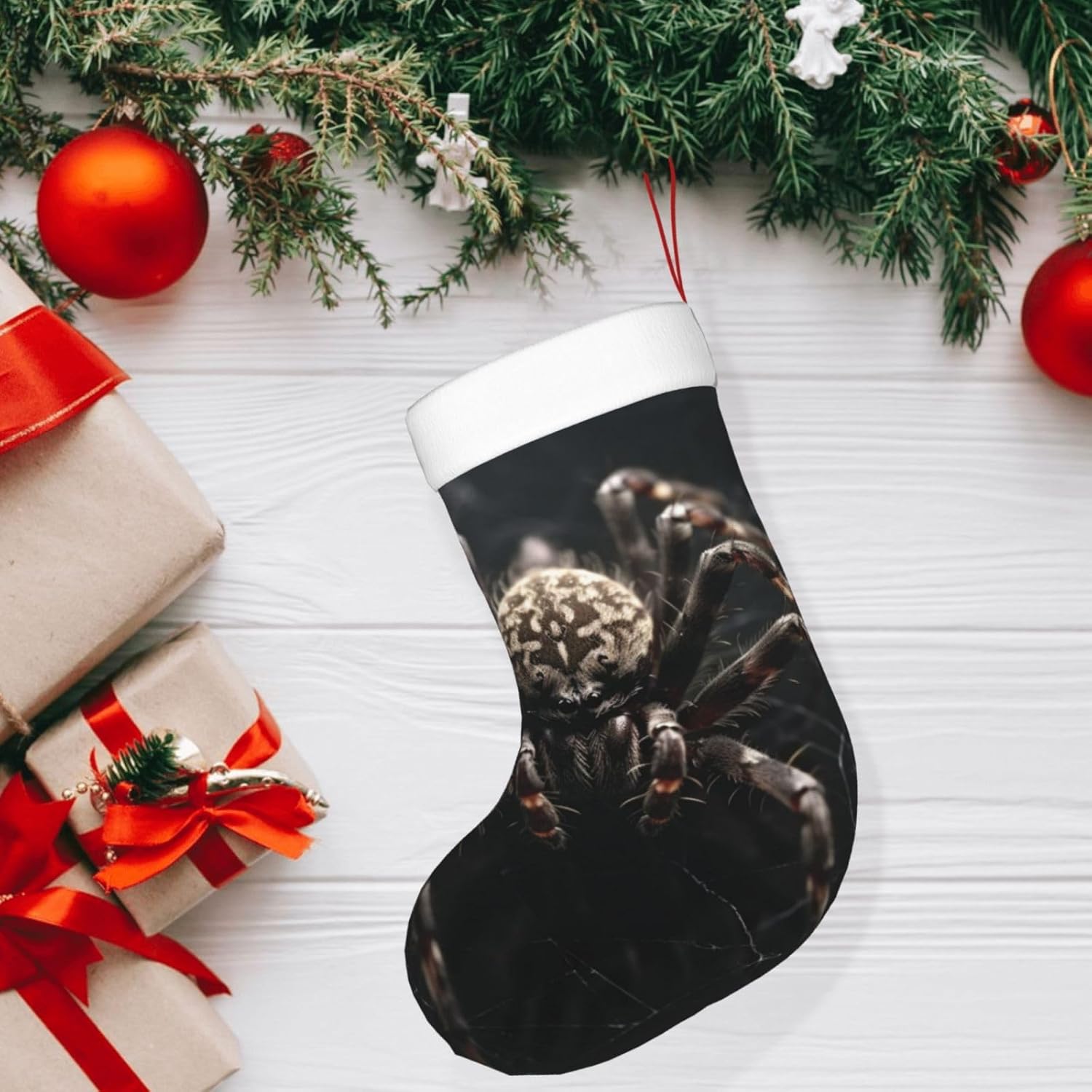 Calcetines de Navidad con estampado de araña aterradora, medias decorativas para la familia, decoración de temporada navideña