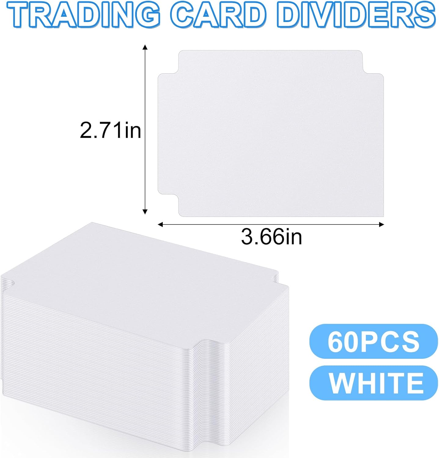 60 separadores de tarjetas intercambiables, separadores de tarjetas blancas con pestañas, caja de tarjetas en blanco, tarjetas divisoras de tarjetas