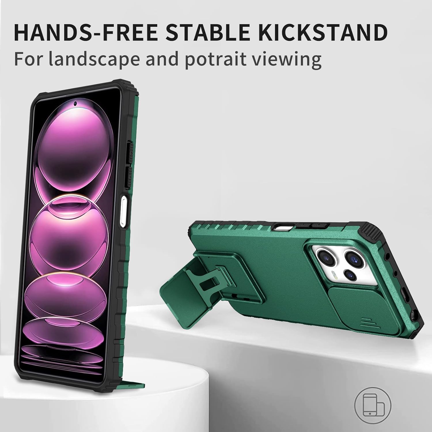 Ysnzaq Funda para Xiaomi Redmi Note 12 Pro con cámara deslizante, cubierta protectora delgada a prueba de golpes con soporte para Xiaomi Redmi Note