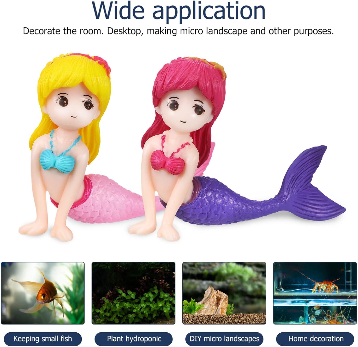 COHEALI Decoración de sirena para acuario, decoración de pecera de sirena, 4 piezas, figuras de sirena en miniatura, mini estatuas de sirena,