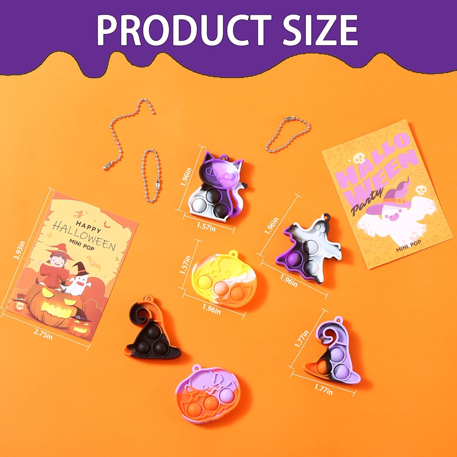 Mini juguete para ansiedad de Halloween, suministros de recuerdos de fiesta de Halloween, mini llavero para reventar, bolsas de regalo, alivio del