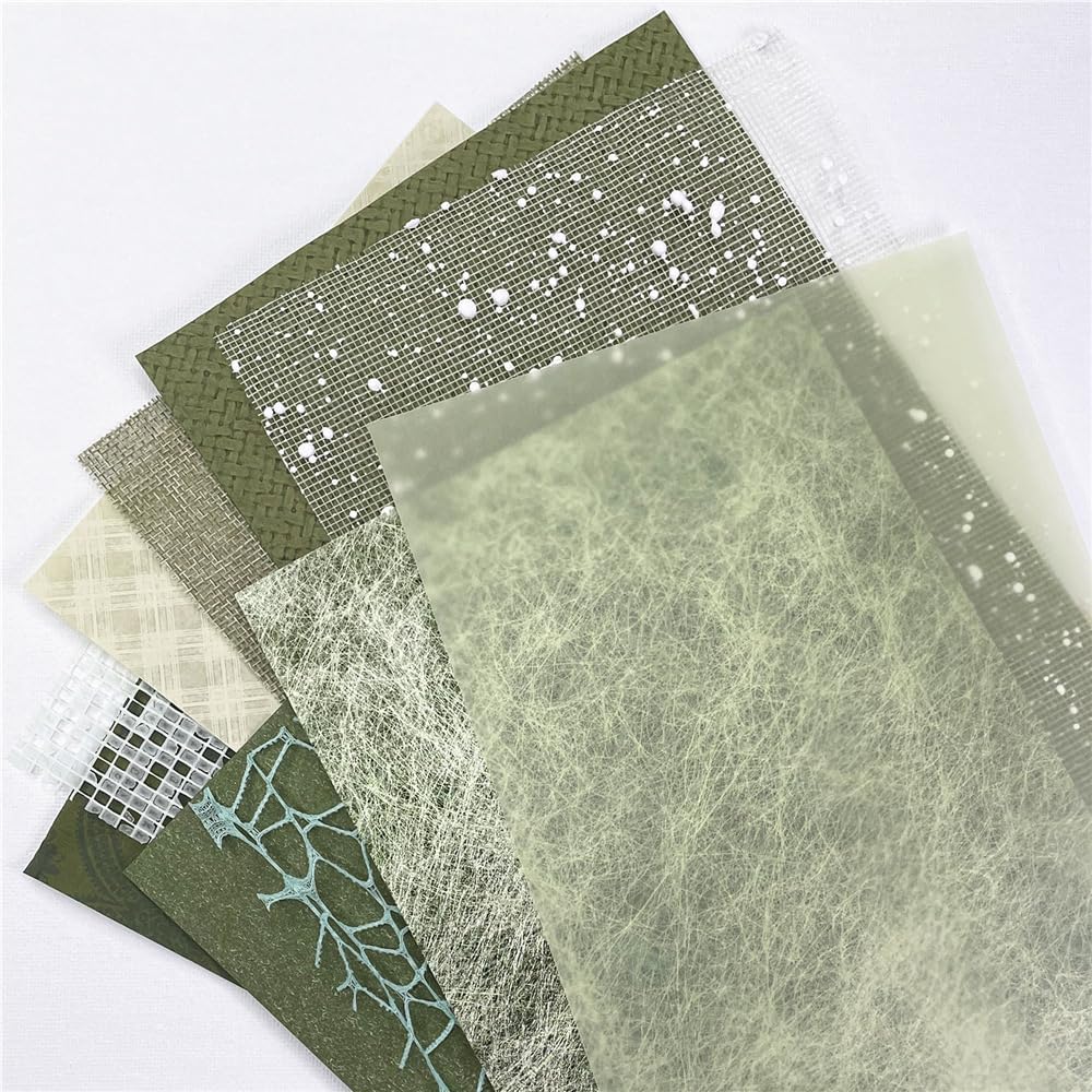10 piezas de papel texturizado de papel de recortes, hojas A5 hechas a mano, mezcla de tela de punto de nieve, papeles especiales para álbumes de