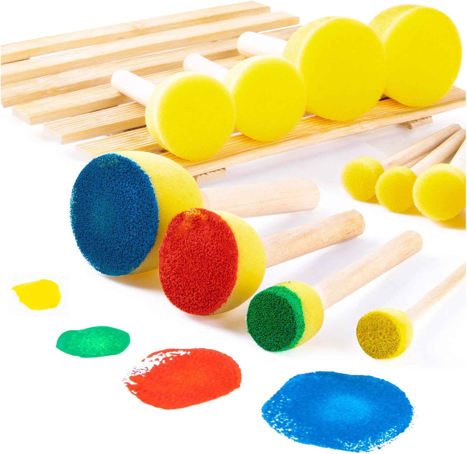 24 esponjas de pintura para niños, pinceles de esponja redondos de varios tamaños para pintar, pinceles de espuma para pintar, herramientas de
