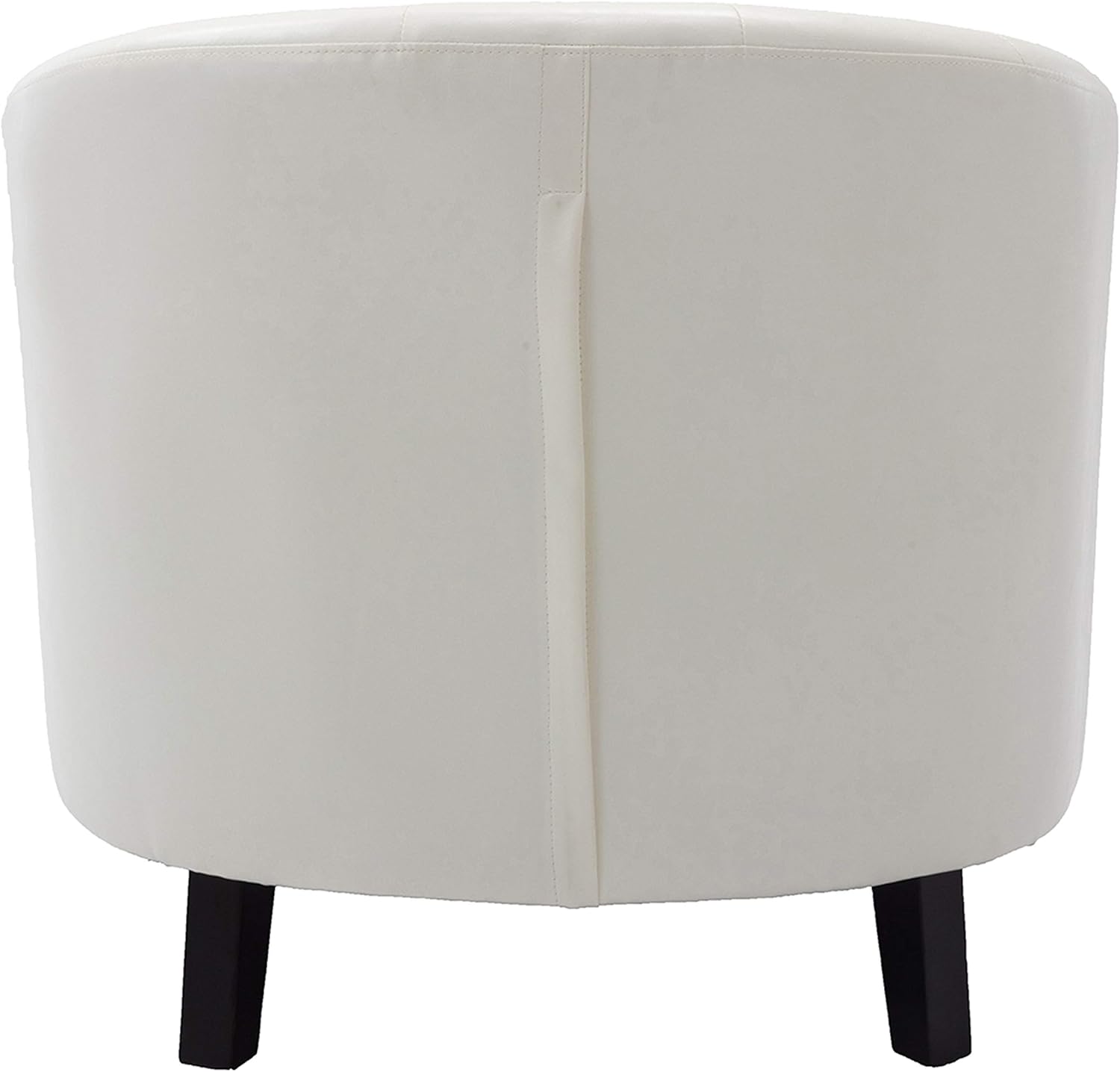 Elegant Upholstered Tufted Barrel Accent Chair PU Leather Rivet Club Armchair for Living Room Bedroom with Sturdy Legs (White)