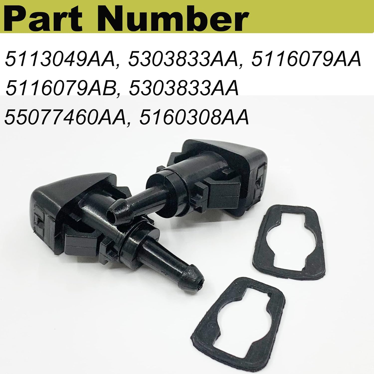 4805742AB Boquilla de limpiaparabrisas delantero compatible con boquilla de lavadora Jeep Chrysler Dodge Ram que reemplaza 5116079AA Dodge