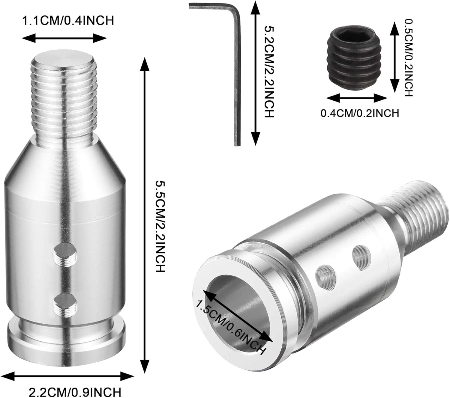 TOMALL Adaptador universal de aluminio para palanca de cambios M12X1.25 para cambiadores no roscados, accesorios de adaptador de coche compatibles
