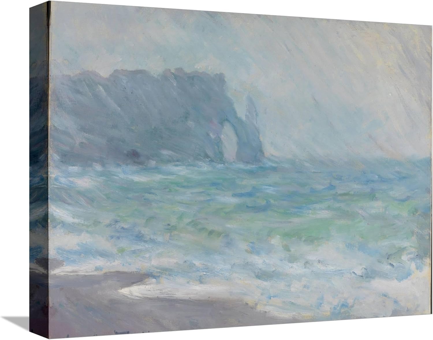 Lienzo decorativo para pared, diseño de lluvia en tretat de Claude Monet, decoración escénica, 16 x 12 pulgadas