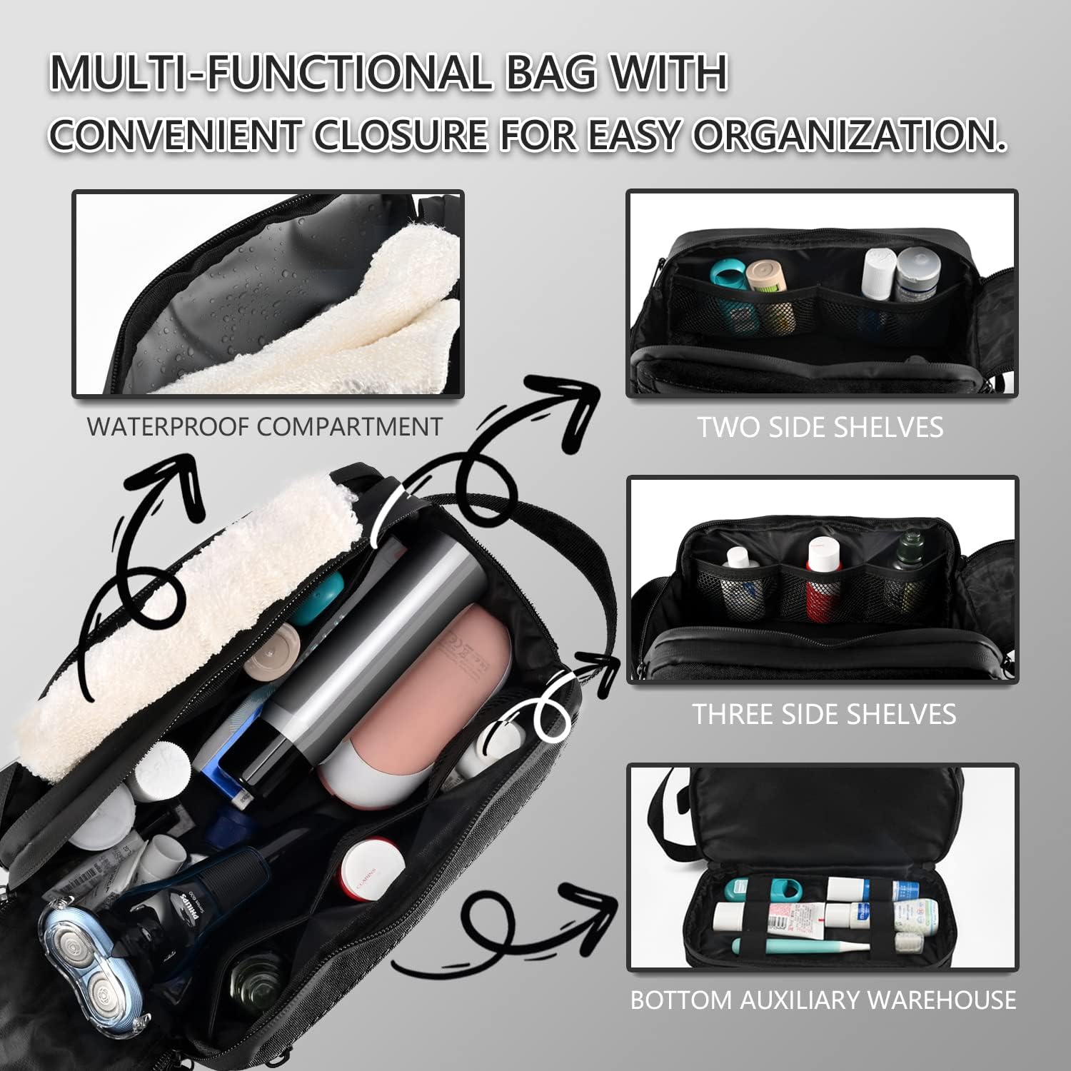 Dinictis Neceser táctico, kit Dopp, bolsa de aseo de viaje para hombres, bolsa de afeitar resistente al agua, se adapta al cuidado de la piel