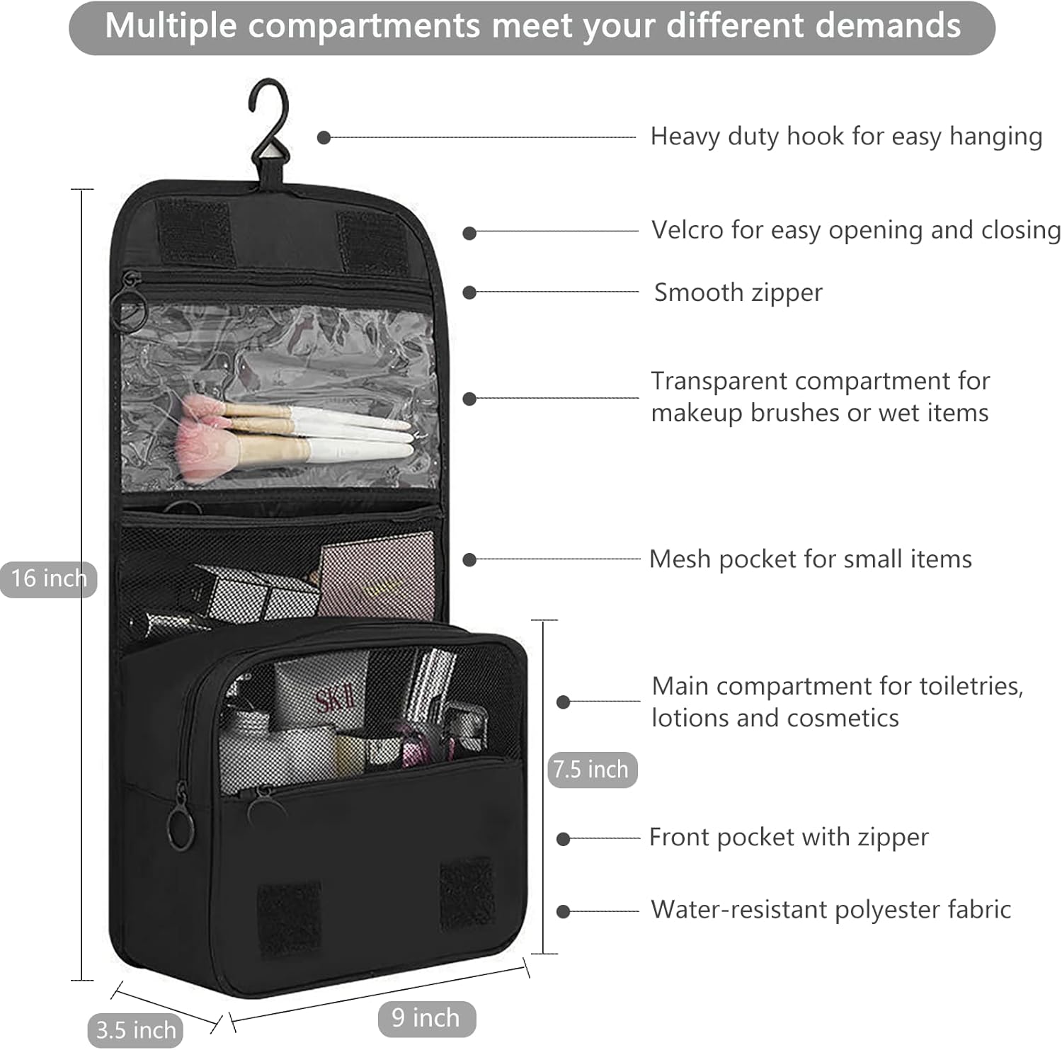 IMCUZUR Bolsa organizadora de maquillaje para mujer, bolsa de cosméticos resistente al agua para niñas, bolsa de maquillaje de viaje para accesorios