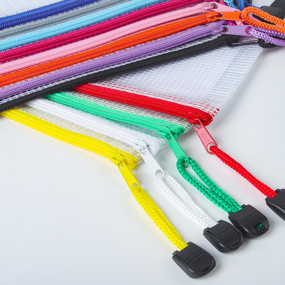 Bolsas con cremallera A4, carpeta de bolsa con cierre hermético para documentos, bolsas con cierre hermético (12 colores, 12 piezas)
