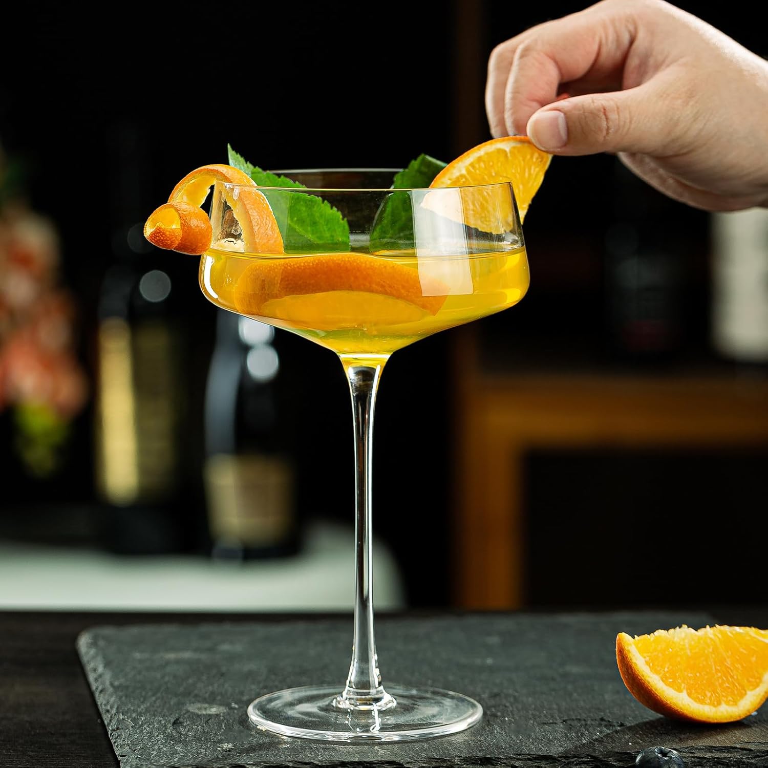 Juego de 6 vasos de Martini de cristal, copas Coupé de 11 onzas, copas de cóctel clásicas, copas de cupé de champán, elegante copa de cristal