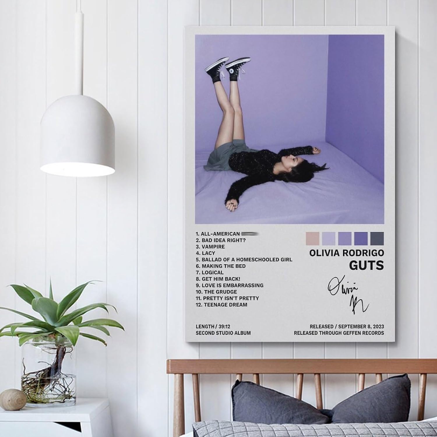 Póster de Olivia Rodrigo (agallas) con portada de álbum, pintura decorativa, lienzo, pósteres de pared e impresión artística moderna para decoración