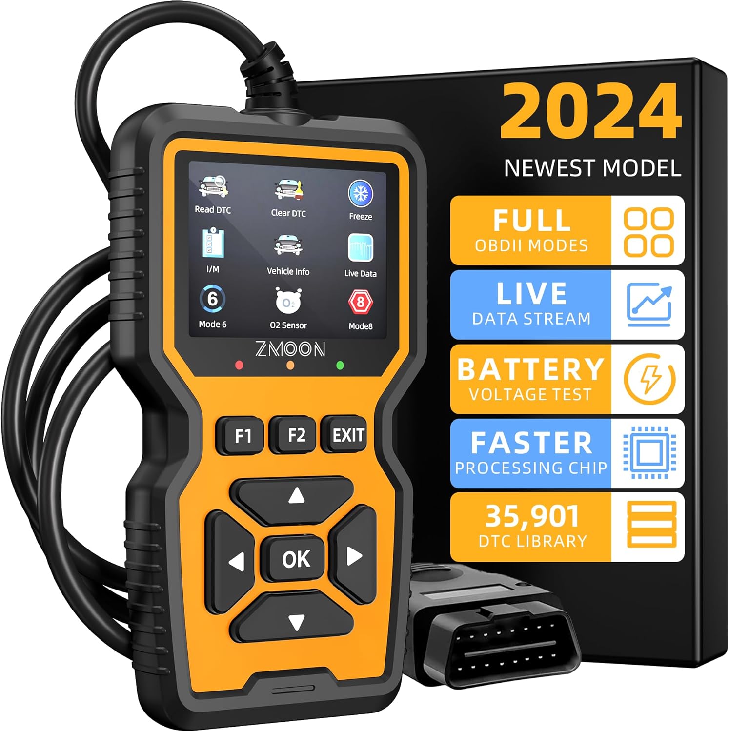 ZMOON ZM201 – Herramienta de diagnóstico profesional OBD2, lector de código de motor de verificación mejorado con herramientas de diagnóstico de