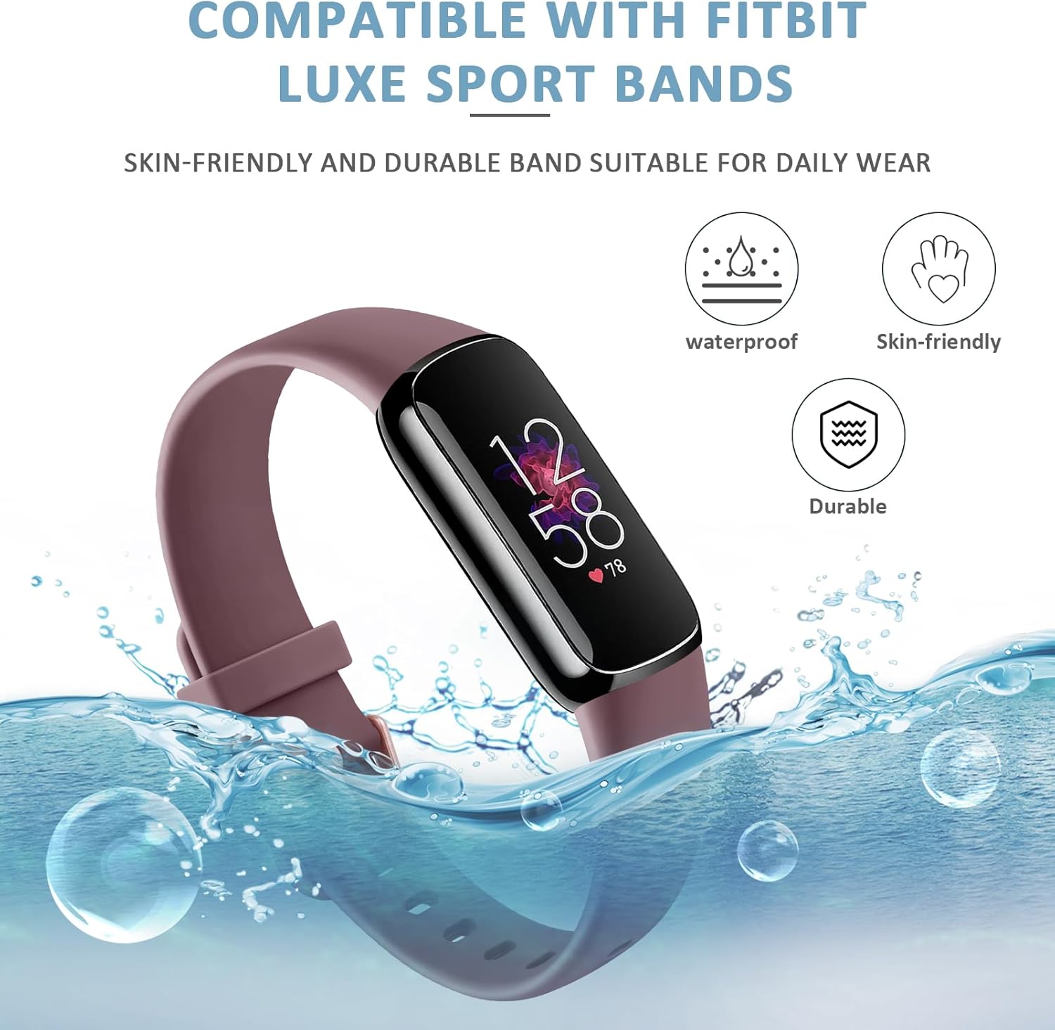 VANCLE Bandas compatibles con Fitbit Luxe para mujeres y hombres, 3 unidades Correas deportivas de repuesto de silicona suave para Fitbit Luxe