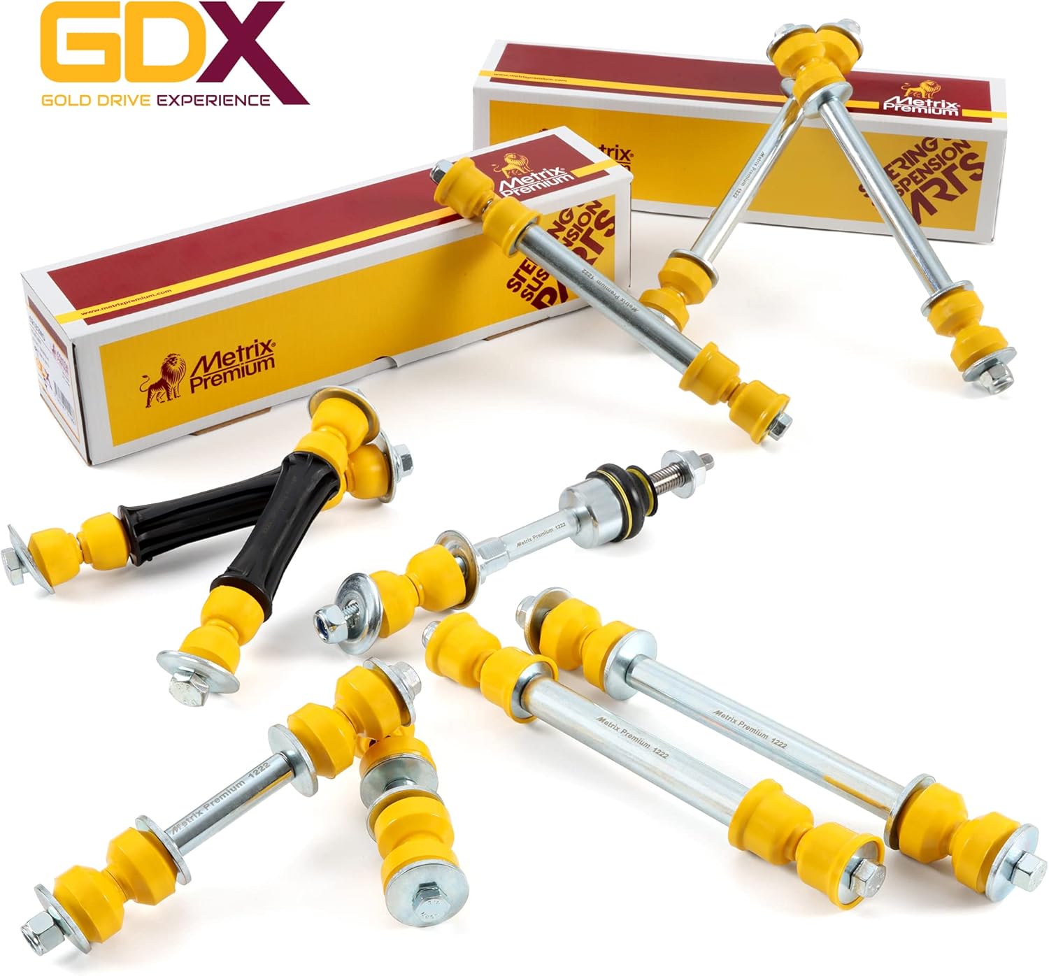 Metrix Premium GDX 4 piezas brazo de control inferior delantero LR y barra estabilizadora delantera LR Kit de enlace RK621356, RK621355, K700539,