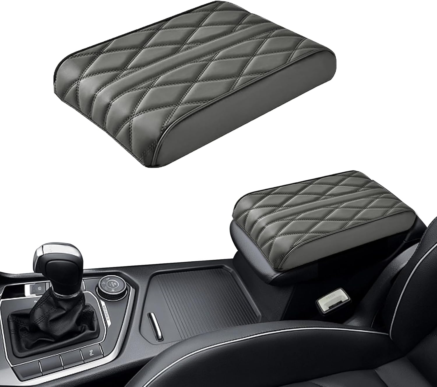 Jsorum Almohadilla de cuero para reposabrazos de automóvil, funda de cuero de espuma viscoelástica, funda de cuero sintético para reposabrazos de