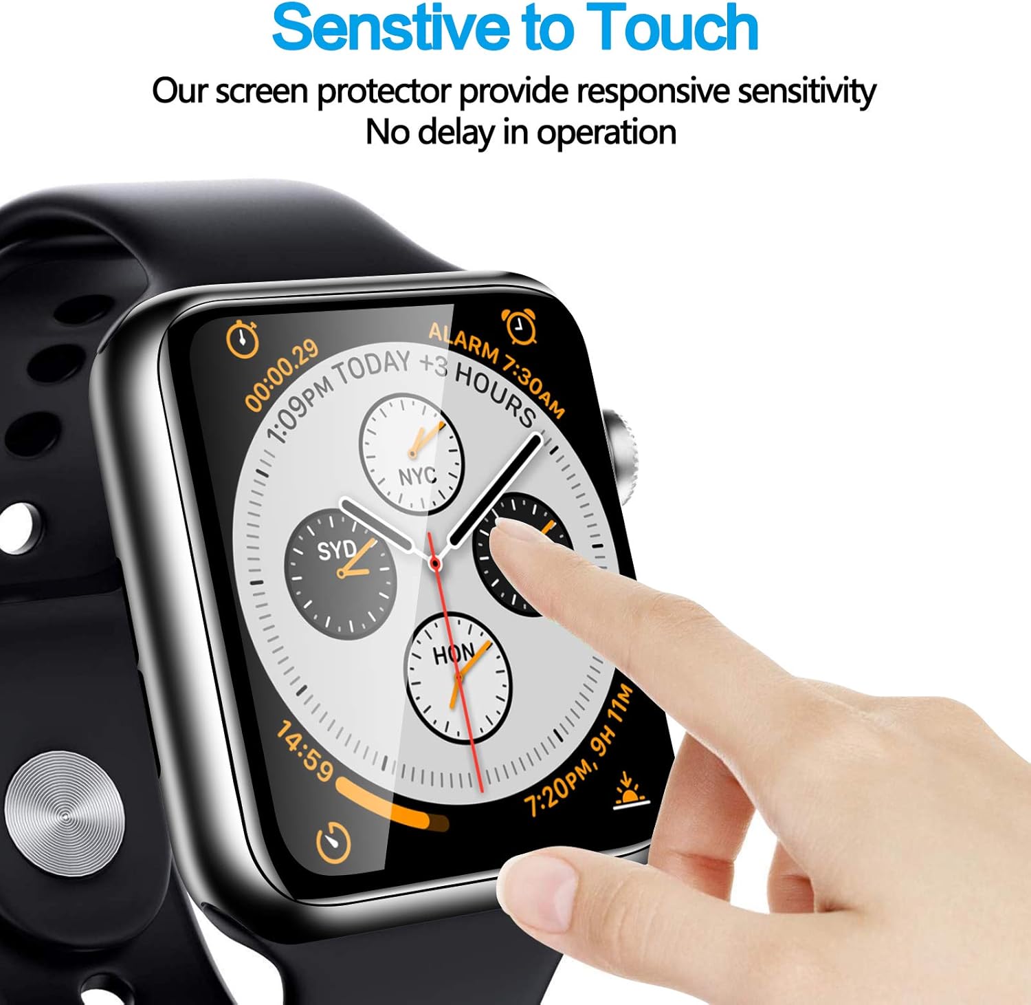 Paquete de 2 protectores de pantalla de vidrio templado para Apple Watch Series 7 de 1.575 pulgadas Series 6SE54, cobertura completa, sin burbujas,