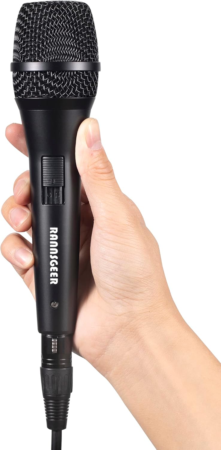 Micrófono de karaoke de mano dinámico vocal con cable y estuche de transporte (RM82B)