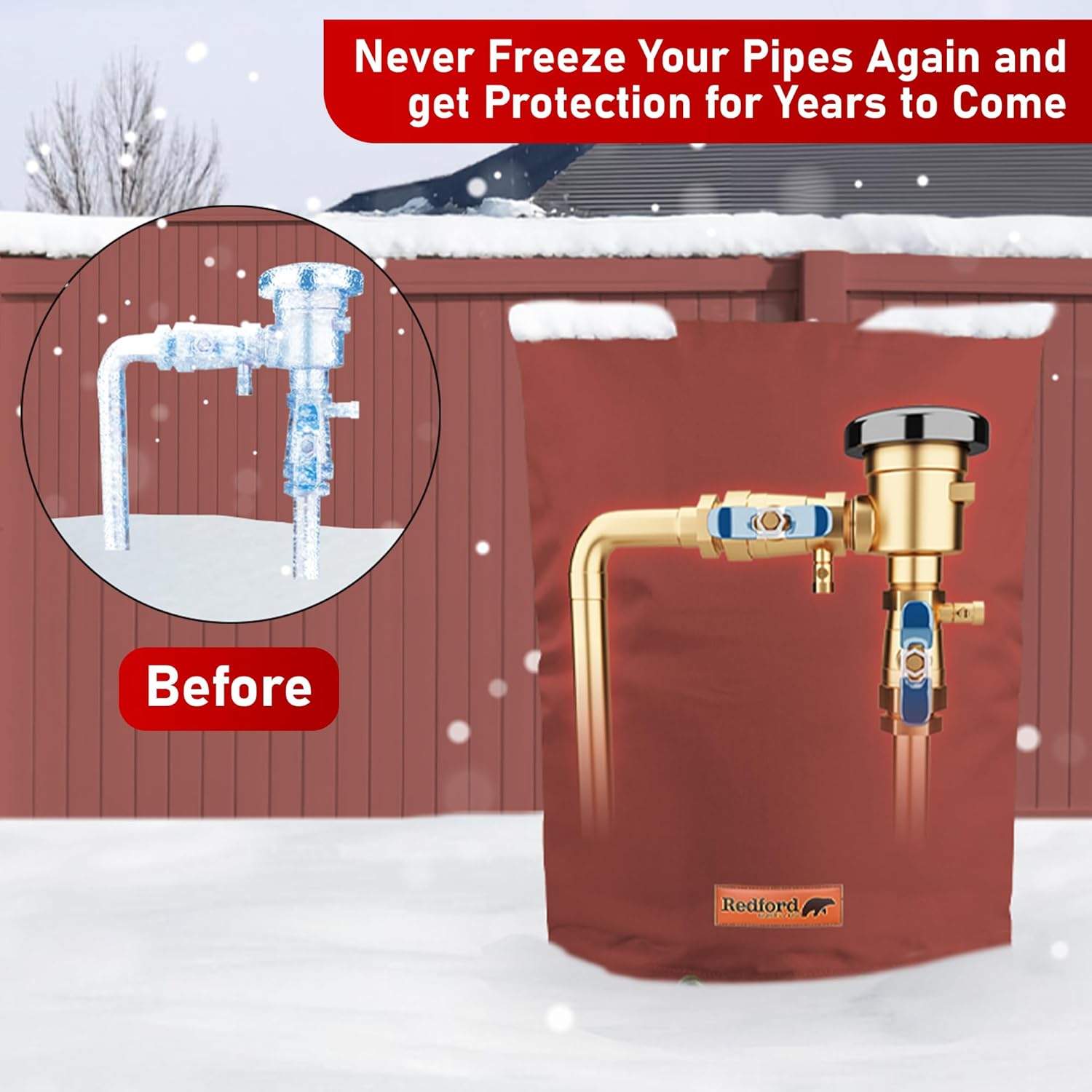 Redford Supply Co. Cold Snap – Cubierta aislante de doble pared de algodón para prevención de reflujo (5 F) – Cubiertas para rociadores para