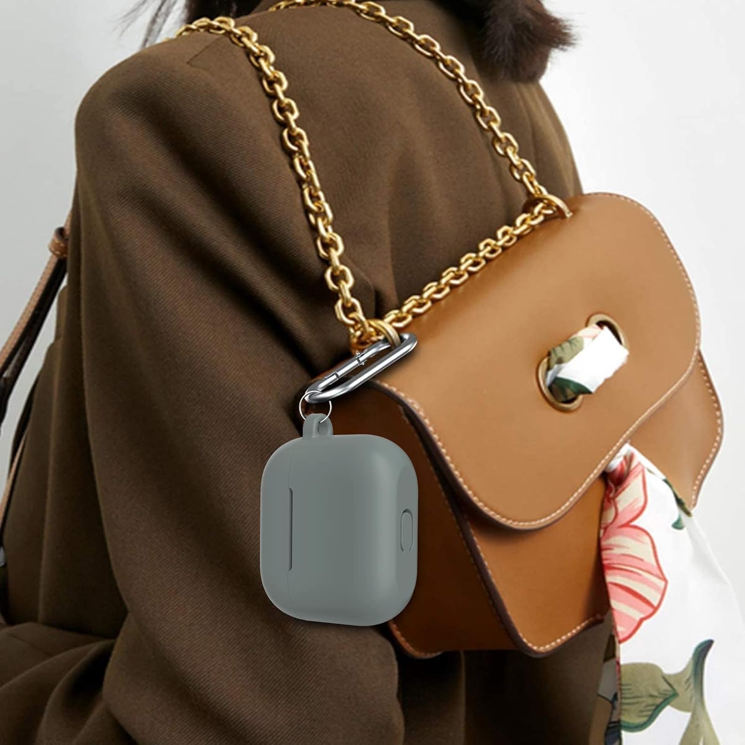 Funda protectora de silicona compatible con AirPods 3 para Airpods de tercera generación 2021 (LED frontal visible), color gris espacial