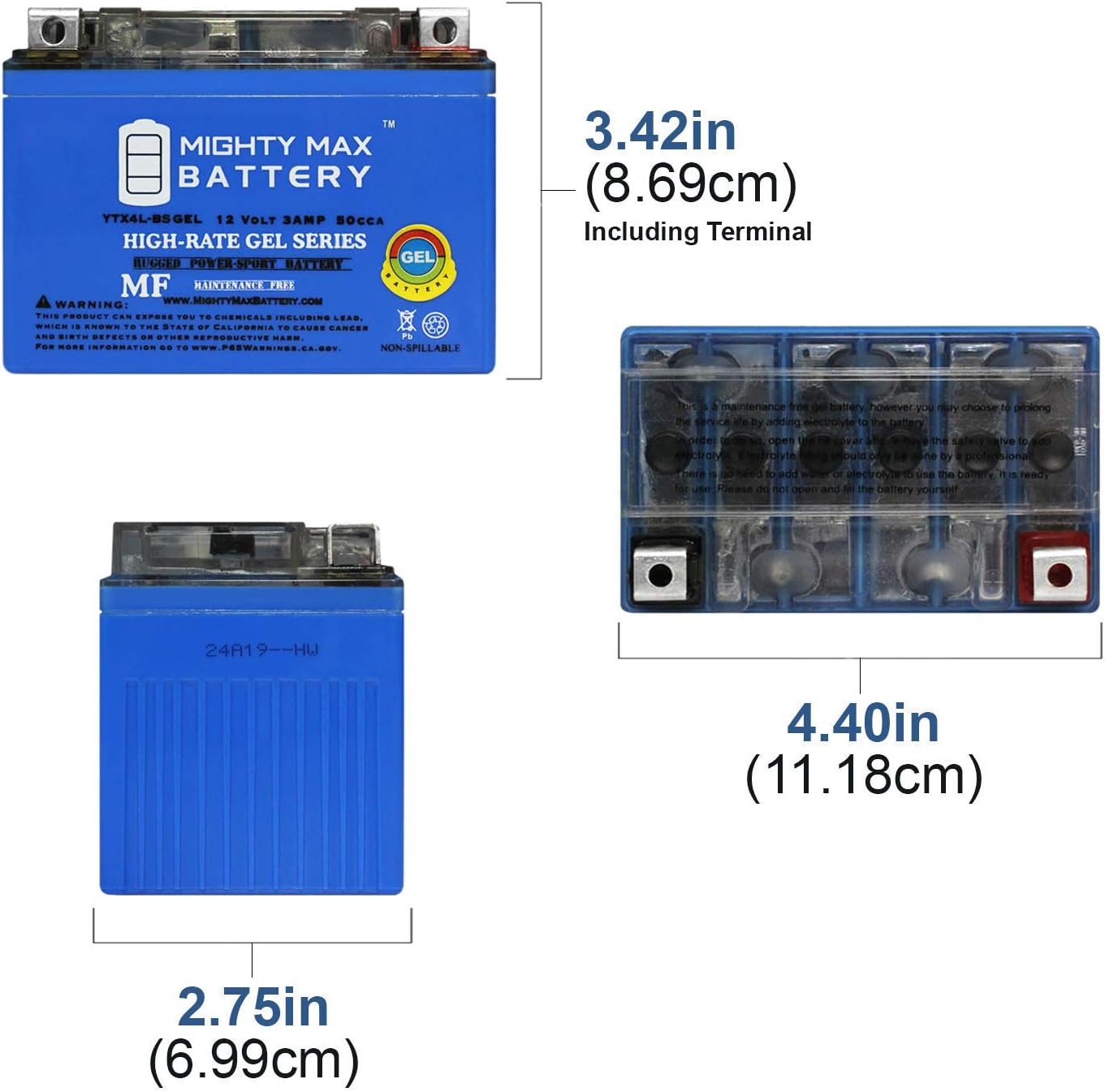 Mighty Max Battery YTX4L-BS GEL – Batería de repuesto compatible con KTM 500 EXC Six Days 2016 + cargador de 12 V 1 Amp