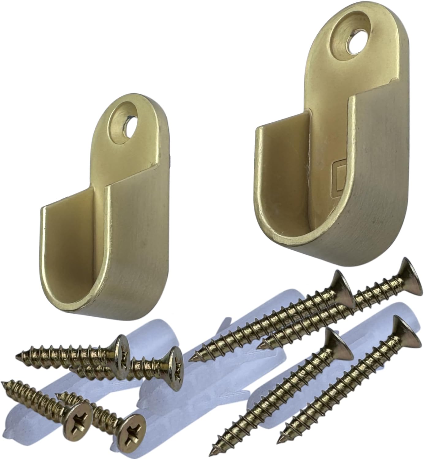 Soportes ovalados para barra de armario  Tipo atornillado  0.591 in x 1.181 in  Latón satinado  Paquete de 2