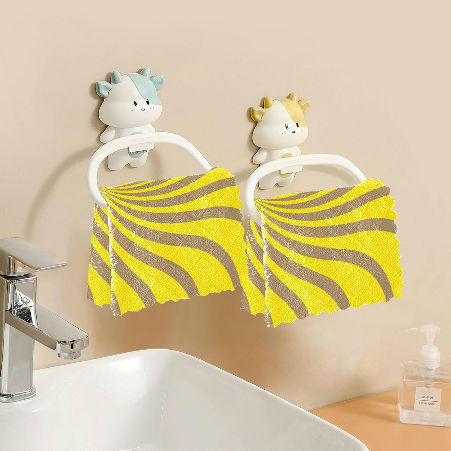 FRODOTGV Twirl Swirl Yellow 6 Pack Quick Dry Kitchen Towels and Dishcloths Sets Decor Quality Flour Sack Kitchen Towels for Bathroom Table