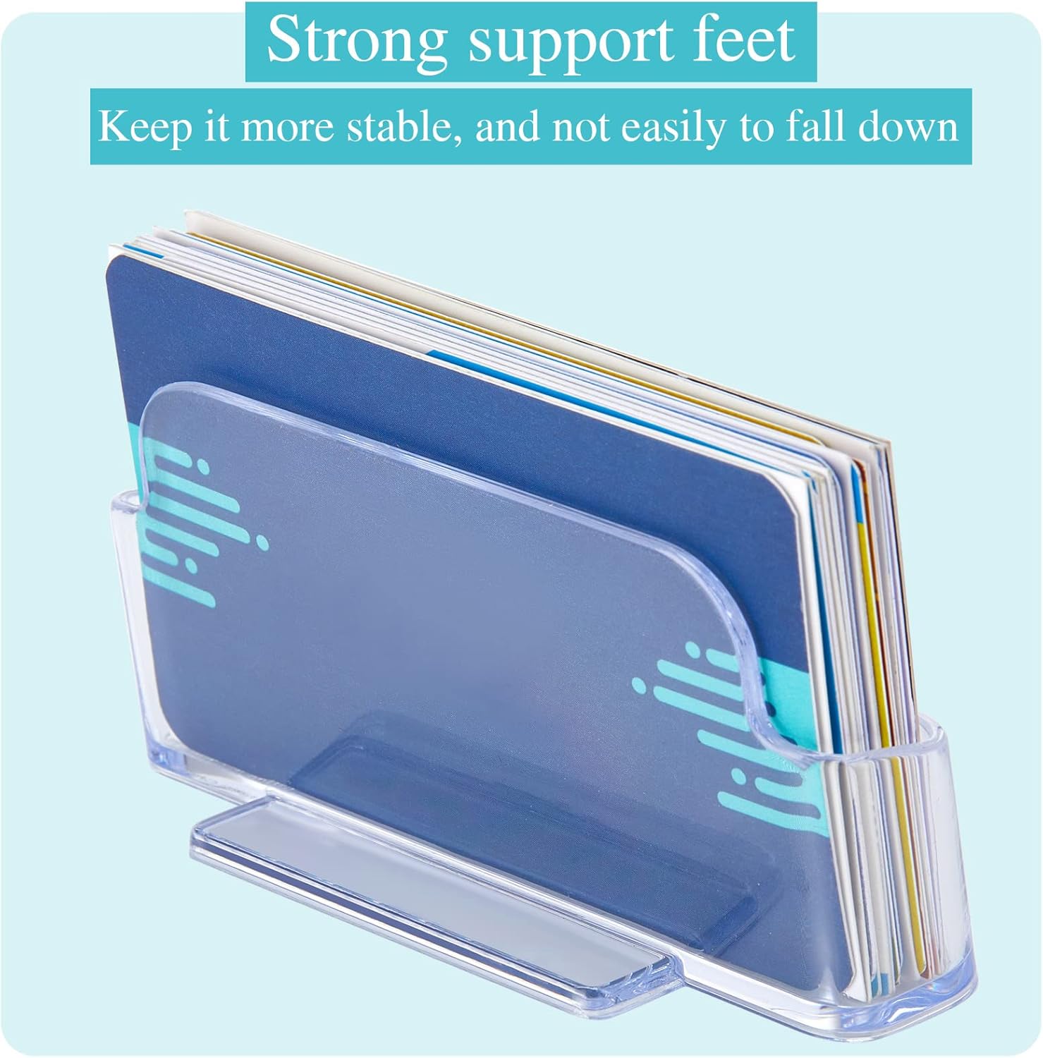 Thenshop Paquete de 64 soportes para tarjetas de visita de escritorio, soporte de acrílico para tarjetas de visita transparente, soporte para
