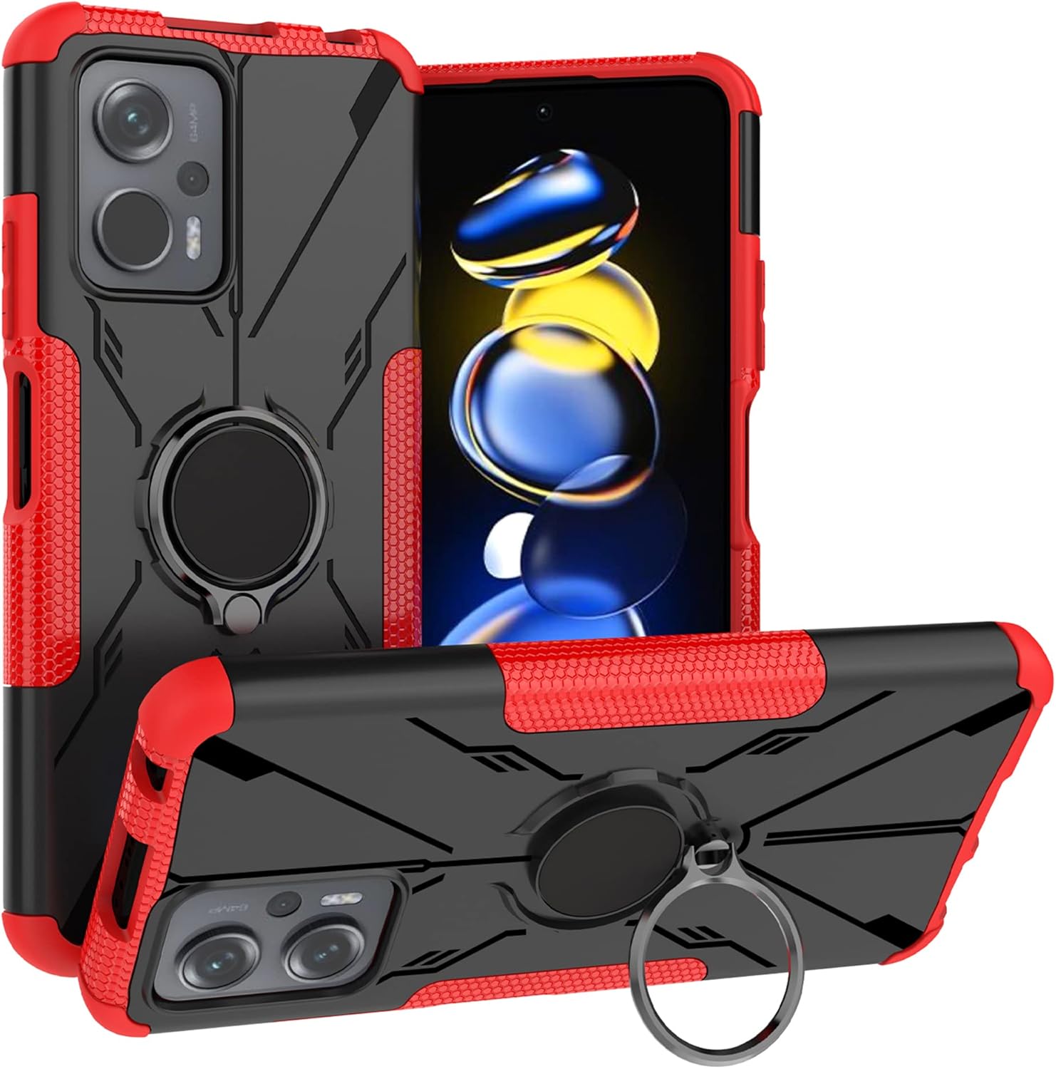 Funda compatible con Xiaomi Redmi Note 11T Pro, funda Poco X4 GT, soporte de anillo de rotación de 360 Kickstand de grado militar, funda a prueba de