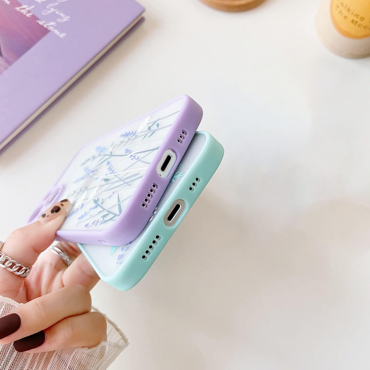 ZTOFERA Funda para iPhone 15 Pro Max, diseño estético de flores transparentes, funda protectora a prueba de golpes, esmerilada, patrón floral 3D,