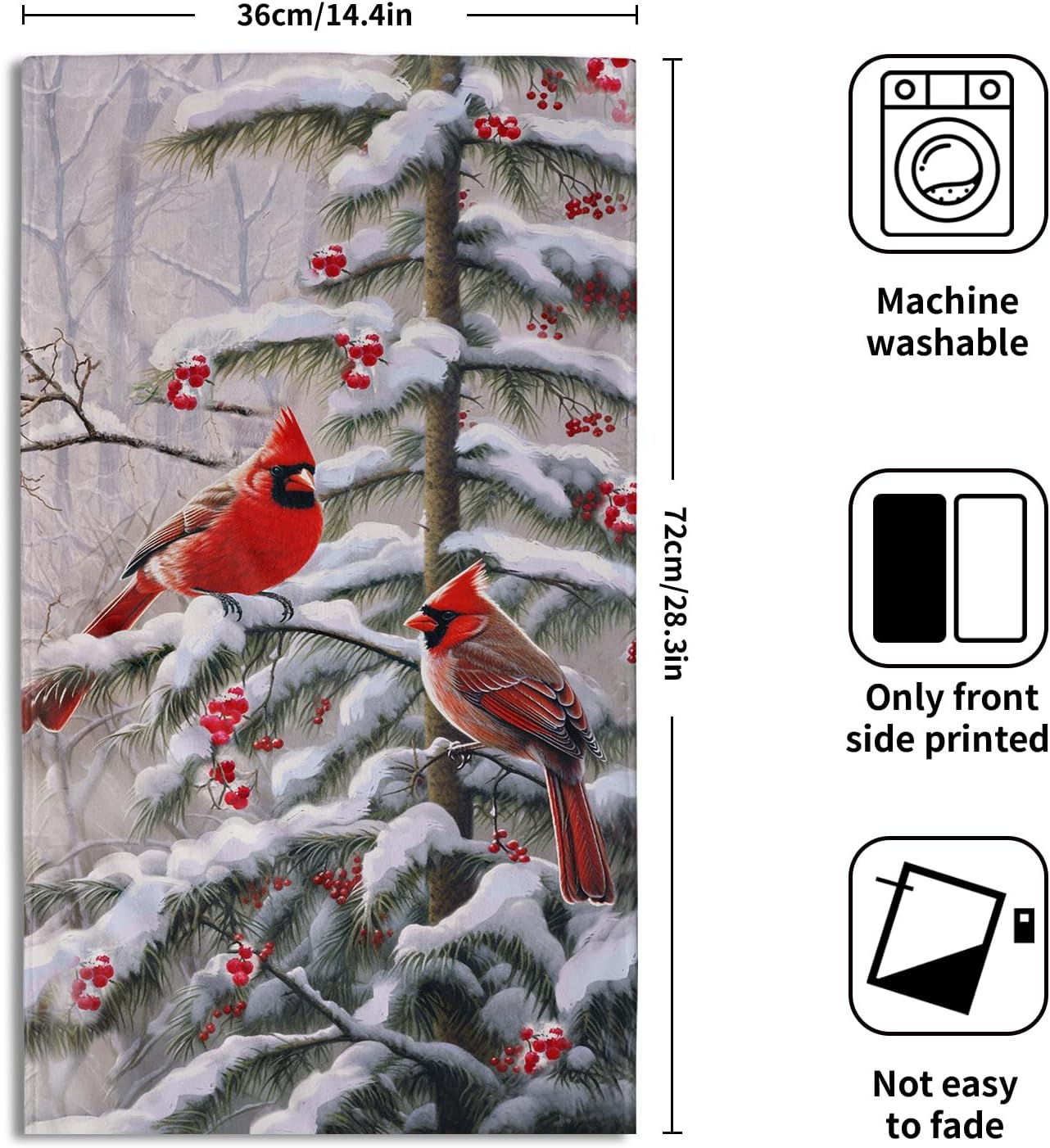 Red Bird – Juego de 2 toallas de mano decorativas para baño, diseño de bayas de invierno, suaves y absorbentes, para el hogar, cocina, gimnasio