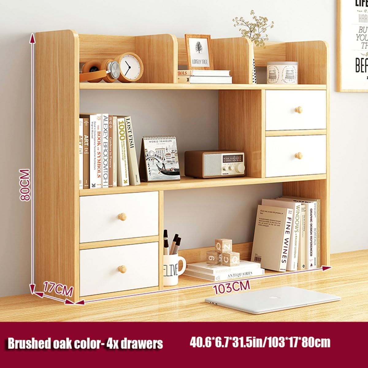 Estantería de escritorio expandible, organizadores de escritorio, almacenamiento de suministros de oficina de madera con 1 cajón2 cajones4 cajones,