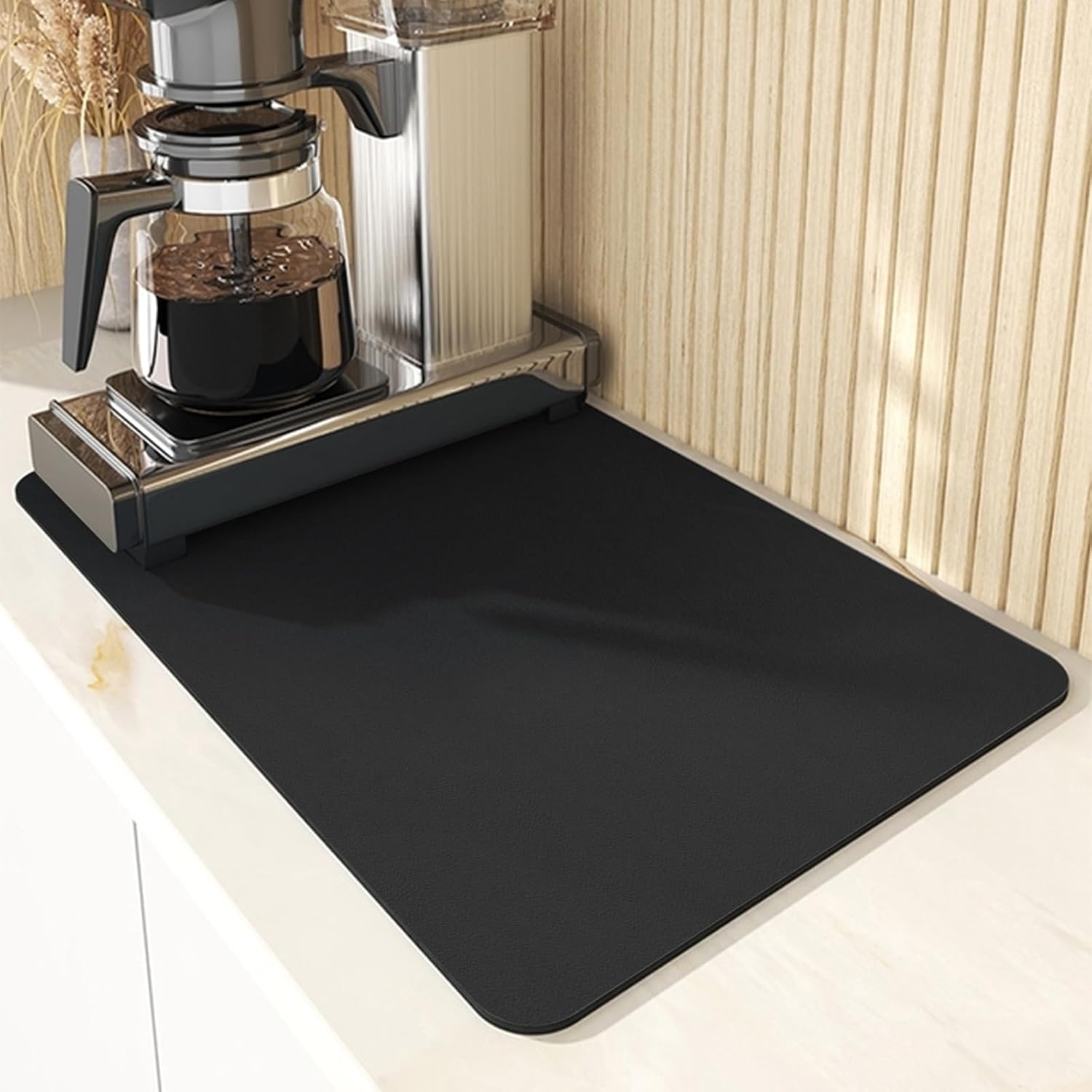 Tapete para cafetera para encimeras, decoración de cafetería, almohadillas grandes para cafetera, absorbente, lavable, reversible, tapete de